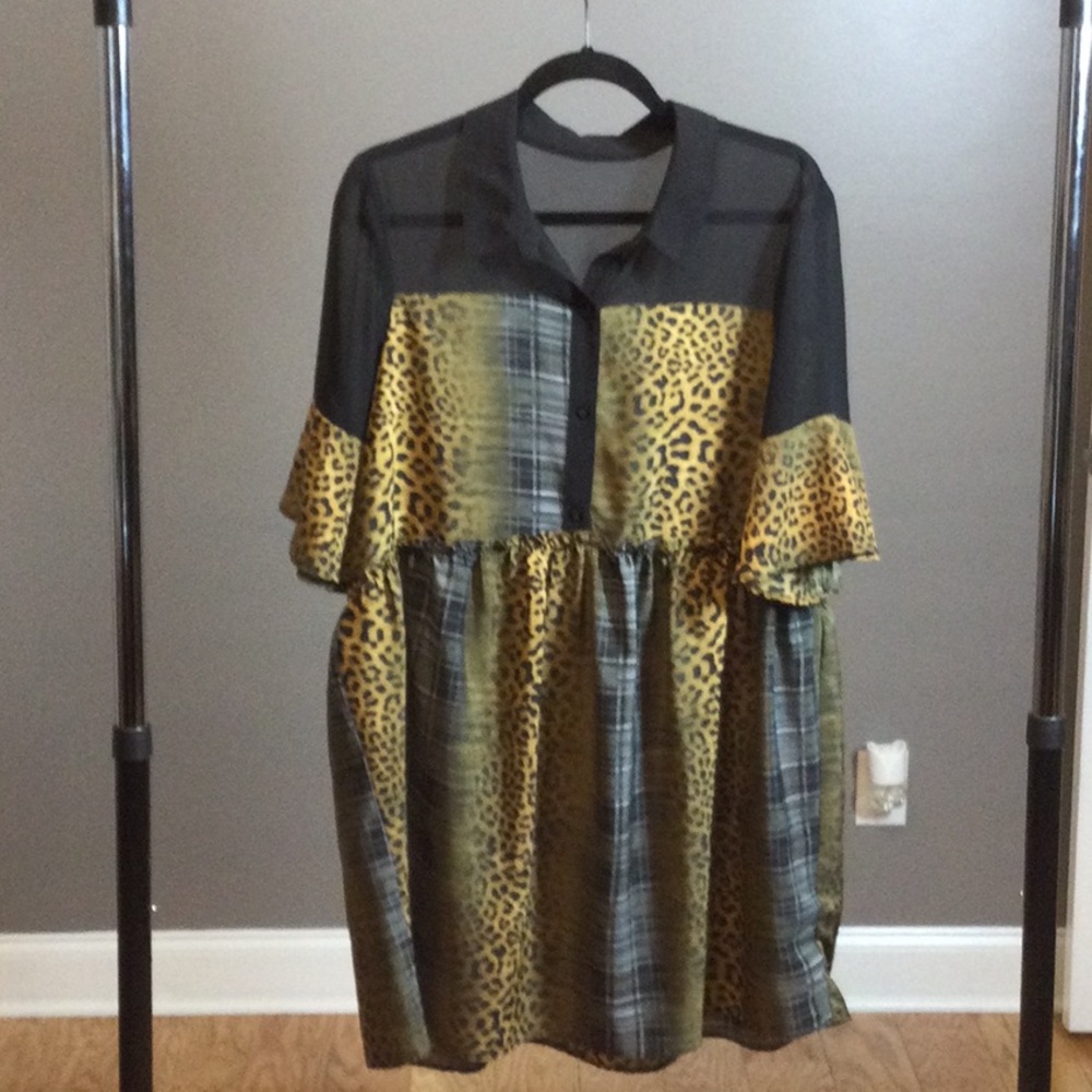L BCBGeneration leopard plaid dress